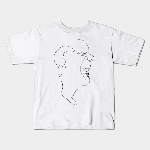 Continuous line drawing abstract face #1 graphic (black line) Kids T-Shirt by soitwouldseem